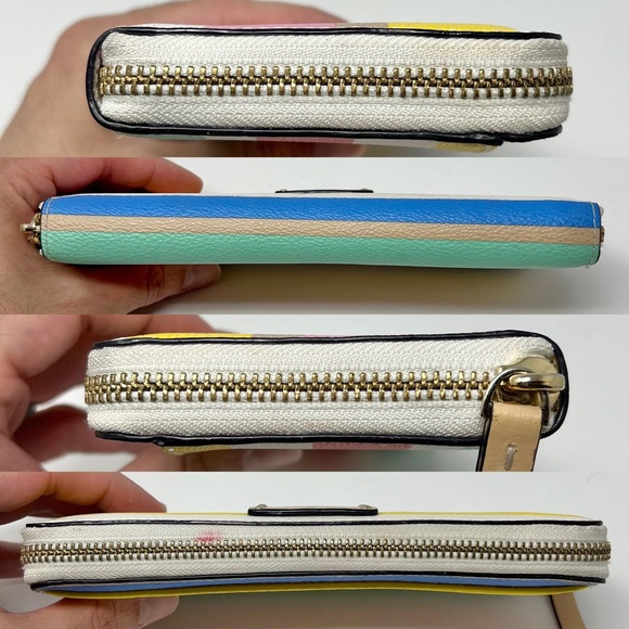 Kate Spade Neda Grove Street Dune Stripe Leather PVC Zip Around Accordion Wallet - Picture 3 of 10